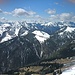 Blick über's Trainsjoch in die Brandenberger Alpen und die Bayerischen Voralpen (Mangfallgebirge).