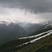 Blick in die Landschaft Davos, dramatische Wetterverschlechterung