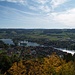 Blick von der Burg Hohenklingen über Stein am Rhein Richtung Säntis (links), Churfirsten, Tödi und wie sie alle heissen