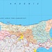 Karte der De-fcto unabhängigen Türkischen Republik Nordzypern mit eingezeichneter Lage des Landeshöhepunktes Selvili Tepe / Κυπαρισσόβουνο (Kyparissóvouno). Weiterhin sind die von uns besuchten Orte rot eingekreist.