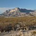 Nach der Tour - Ausblick zu den Guadalupe Mountains aus etwa südlicher Richtung (aus der Nähe des US Highway 62/80). Zu sehen sind u. a. der markante El Capitan (2.464 m/8.085 ft) sowie der höchste Berg von Texas, Guadalupe Peak (2.667 m/8.749 ft).