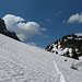 Blick retour auf unsere Schneespur und den Heidenbüel.