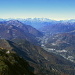 Blick von der Landesgrenzenecke nach Westen: Valle Vigezzo, Monte Rosa und Walliser Gipfel.