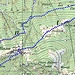 Kartenausschnitt mit eingezeichneter Route.