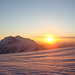 Sonnenaufgang am Rossbodegletscher unterhalb der Fletschhorn Nordwand.