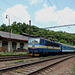 In Bílina-Kyselka - Der Ausgangspunkt unserer Tour auf den Bořeň befindet sich am Haltepunkt Bílina kyselka (Strecke Ústí nad Labem - Chomutov). Der Zug passiert gleich den Bahnübergang an den (ehemaligen) Kuranlagen von Kyselka und erreicht unmittelbar danach den Bahnsteig des Haltepunkts.