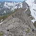 Blick vom Altmann-Nordgrat gegen Nordwesten. Auf der Erhebung mit dem kleinen Steinmann steht man direkt über dem Rotsteinpass