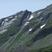 Rinne führt auf etwas 2300m Höhe am Glegghorn-Ostgrat (Schneefeld wurde auf der Besteigung in der Vorwoche zum Abstieg benützt).