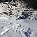 Blick in die Nordwand durch das Loch in der Gipfelwächte, das wir leider machen mussten um hoch zu kommen.