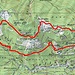 Ungefähre Route Valle di Gorduno - Stuello