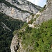 The trail to Pellumba Cave. Gabi is just below the red dot