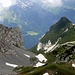 unser Aufstieg übers Band zum NW-Grat rot eingezeichnet - unser letzter Gang durchs Geröll auf dem wbw markierten Alpinwanderweg blau markiert