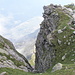 Il primo canale a destra (E) della Hochgangscharte, con vista sulla Val Venosta