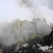 Tiefblick in den nebelverhangenenen Krater