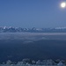 Blick vom Hochkönig zum Alpenhauptkamm im Mondlicht.