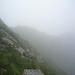 nella nebbia, la cresta SW