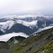 Tiefblick zur Blauspitz Bergstation, 2300m.