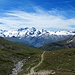 Rückblick zum Breithorn im Aufstieg in der Trift Chrumme