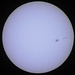 Die Sonnenflecken in einer Phase großer Sonnenaktivität (Sonnensturm) am 14. Juli 2012 12.42 Uhr aufgenommen mit dem 35-fach Zoom in einem "Wolkenloch" bei starkem Wind.