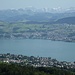 Blick auf den Zürichsee mit Tödi & Co. im Hintergrund
