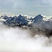 Zinalrothorn (markante Felsnadel links), Obergabelhorn, Matterhorn, Dent Blanche.