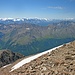 Ortlergruppe (Monte Vioz, Palon de la Mare, Monte Cevedale/Zufallspitzen; Königsspitze, Monte Zebru, Ortler) und Berninagruppe.