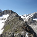 Gipfel Sparrhorn - Teilpanorama 2/8. Ausblick entlang des weiteren Gratverlaufs in westliche Richtung. Hinten links ist das Nesthorn, unten der Oberaletschgletscher zu erkennen.