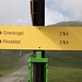 <b>Parto dalla stazione a monte della funivia Giggijochbahn (2284 m). Il segnavia indica un tempo di percorrenza di 2,5 h.</b> 