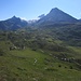Aufstieg zum Bistinepass – Wasenhorn, Monte Leone und Hübschhorn, davor der Simplonpass