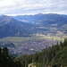 Oberstdorf und dahinter das Kleinwalsertal, das linke Seite vom Fellhornkamm begrenzt wird