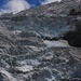 Oberer Grindelwaldgletscher: Ein grosser Abbruch, der sich wohl in den letzten Wochen ereignet hat, ist am hellblauen Gletschereis gut zu erkennen.