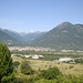 Ausblick von der Serpentinenstrecke nach Trontano der Centovallibahn nach Domodossola und ins Valle di Bognanco.