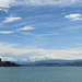 die Berggipfel hinter dem Ende des Zürichsees hüllen sich in Wolken