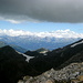 Blick nach Norden. Die Berner Alpen wie so oft in Wolken gehüllt.