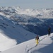 Zum Chlin Hüreli, im Hintergrund Piz Beverin, momentan dort noch zu wenig Schnee für eine Skitour