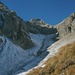 Blick ins obere Tal vom Gasillbach zur Felssstufe der Gasillschlucht. Hoch oben ist die Parseierspitze (3036m).