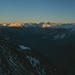 Die letzten Sonnenstrahlen beleuchten die Ötztaler Alpen.