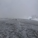 auf dem Felikgletscher; die Sella-Hütte bereits im Nebel