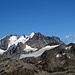 Der Piz Bernina, der Scerscen und der Roseg. Erscheinen so nah, dass man auf Zoom fast verzichten kann.
