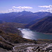 Lago di Monte Spluga 1900m. - sulla sinistra Lago Nero 2312m. - Laghi degli Andossi 2069m. e Madesimo