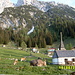 die Steinberg-Alm mit Kapelle im Abendlicht