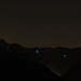 Zweiter Besteigungsversuch 17.-19.8.2012:<br /><br />Aussicht von der Kinhütte (2584m) nach Süden zum Horizont mit den Umrissen vom Breithorn (4164m) und Matterhorn (4477,5m).<br /><br />Oben sind Sterne des Steinbocks (Capricornus), rechts des Schützens (Sagittarius) und links in Horizontnähe sind Teile des Südlichen Fisches (Piscis Austrinus) und Mikoskopes (Microscopium) zu sehen.<br /><br />Für Details vom Sternbild Mikroskop siehe nächstes Foto...