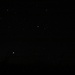 Der Sternenhimmel am 19.08.2012 um 3.53 Uhr über unserem Zelt. Der Mond war in dieser Nacht nicht sichtbar (Neumond). Die hellsten Planeten/Sterne hier sind unten links die Venus (im Sternbild Zwillinge), darüber Capella (Sternbild Fuhrmann), rechts davon der Jupiter (Sternbild Stier)  und darunter das Sternbild Orion mit Beteigeuze und Rigel.