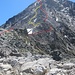 unsere Aufstiegs- (rot) und Abstiegsroute (gelb)