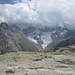 die Gipfel der Bernina leider zum Teil von Wolken verhüllt