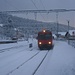 Der Bahnhof von Les Hauts-Geneveys (954m). Dank dem starken Schneefall hatte der Zug eine Verspätung von 10 Minuten und ich erwischte ihn so gerade noch.