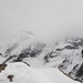 nur zu erahnen, unser morgiges Gipfelziel Breithorn
