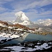 "Herzlisee" vor dem nun herrlich sichtbaren, aufragenden Matterhorn (Danke für deinen entsprechenden Kommentar von gestern [u Henrik])