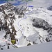 Von etwas unterhalb vom Col du M.Brulé 3232m, ein übersichts Bild, ca der aufstieg vom Rifugio Aosta zur Dent d`Hérens 4171m. rot = ca der aufstieg zum Col de la Division 3314m