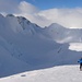 Blick hinunter zum überquerten Gletscher di Valleggia, dahinter der Poncione Val Piana 2660m, links Poncione Cavagnolo 2821m
